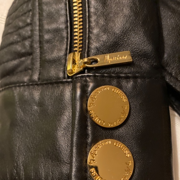 Black Leather Jacket with Gold Accents - Picture 2 of 7